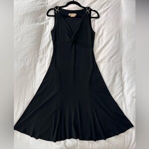 Michael Kors- Black Stretch Jersey Chain-Strap Dress